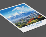 Santiago Travel Print Wall Art, Travel Poster of Santiago, Santiago Art Gift, Chile Art Lovers Gift, NQ Media Designs