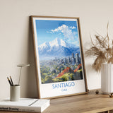 Santiago Travel Print Wall Art, Travel Poster of Santiago, Santiago Art Gift, Chile Art Lovers Gift, NQ Media Designs