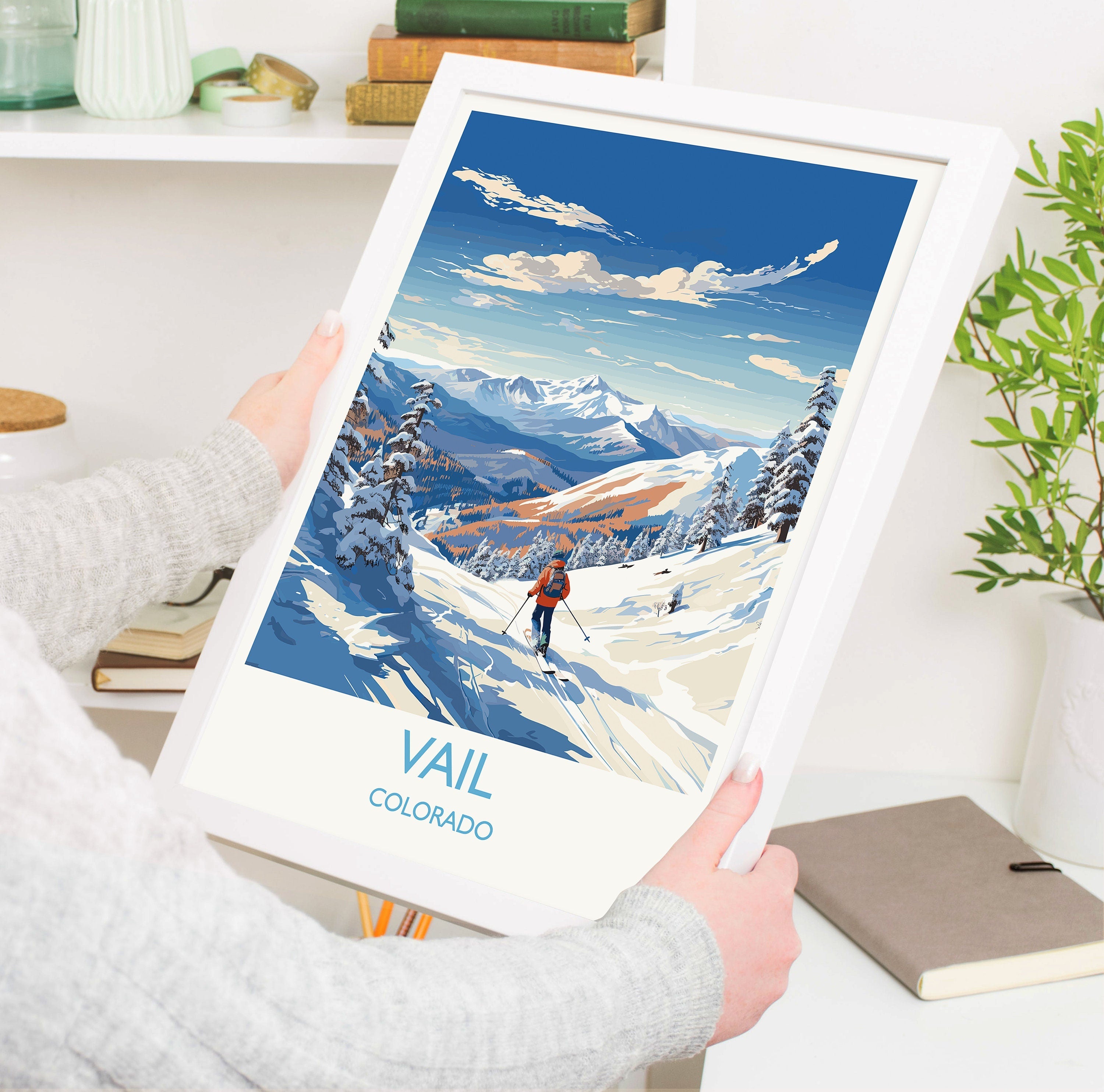 Vail Travel Poster Wall Art, Travel Print of Vail, Colorado, USA, Vail Art Lovers Gift NQ Media Designs