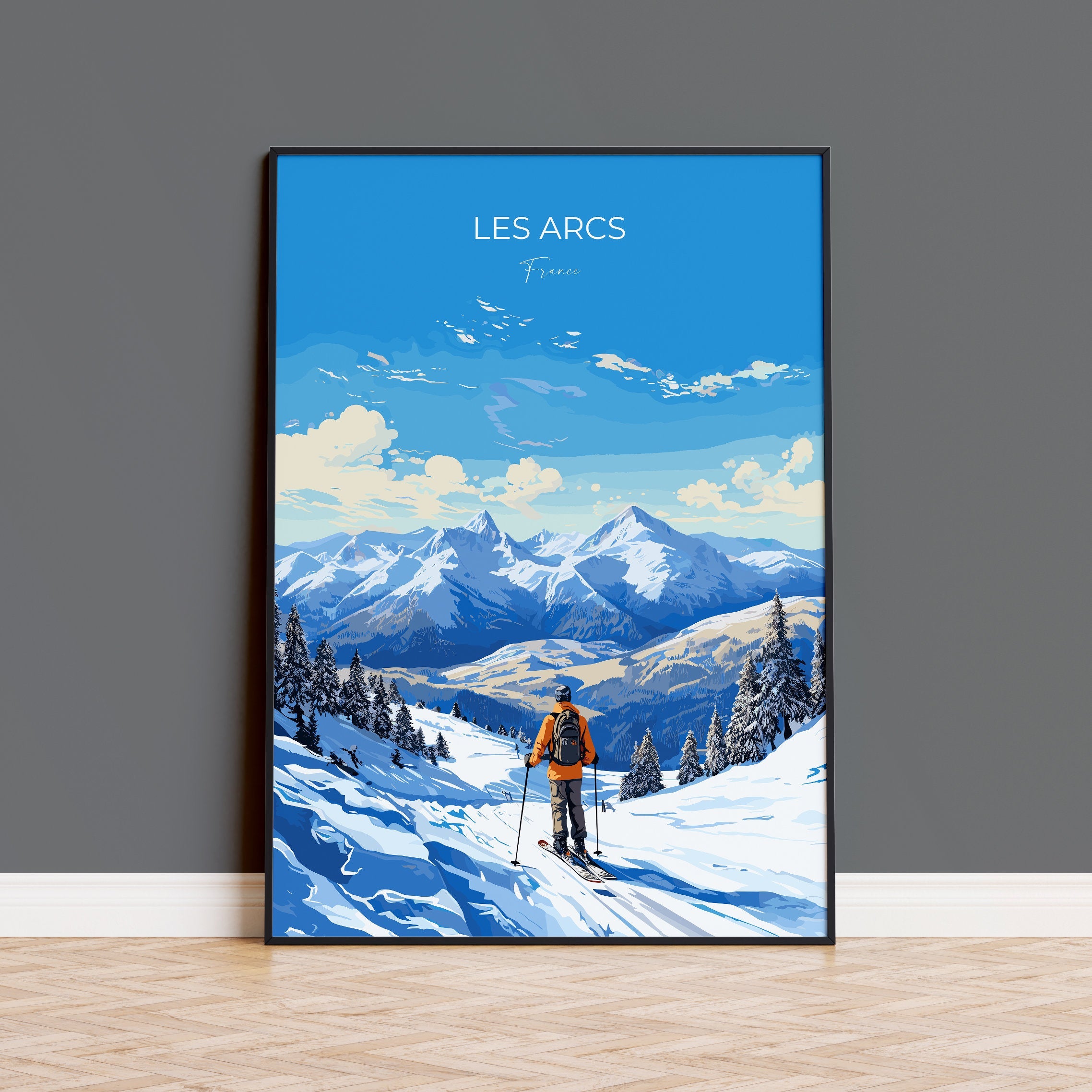 Les Arcs Wall Art Travel Poster, Travel Print of Les Arcs , Ski Poster, Les Arcs Art Gift, France Ski Art Travel Gift NQ Media Designs