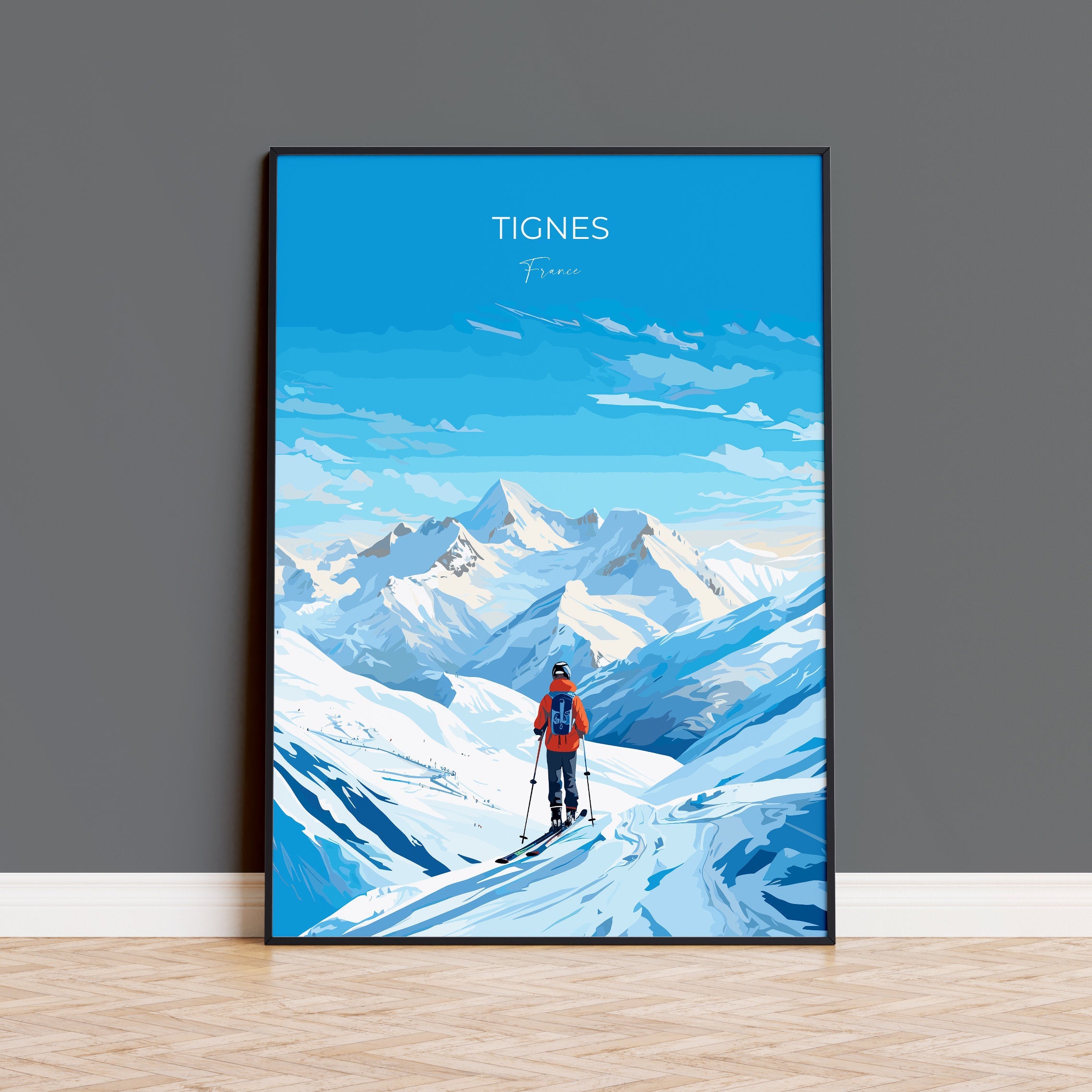 Tignes Wall Art Travel Poster, Travel Print of Tignes, Ski Poster, Tignes Art Gift, France Ski Art Travel Gift NQ Media Designs