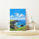 Lands End Travel Poster Wall Art, Travel Print of Lands End, England, Cornwall Art Lovers Gift, Wall Art Print NQ Media Designs