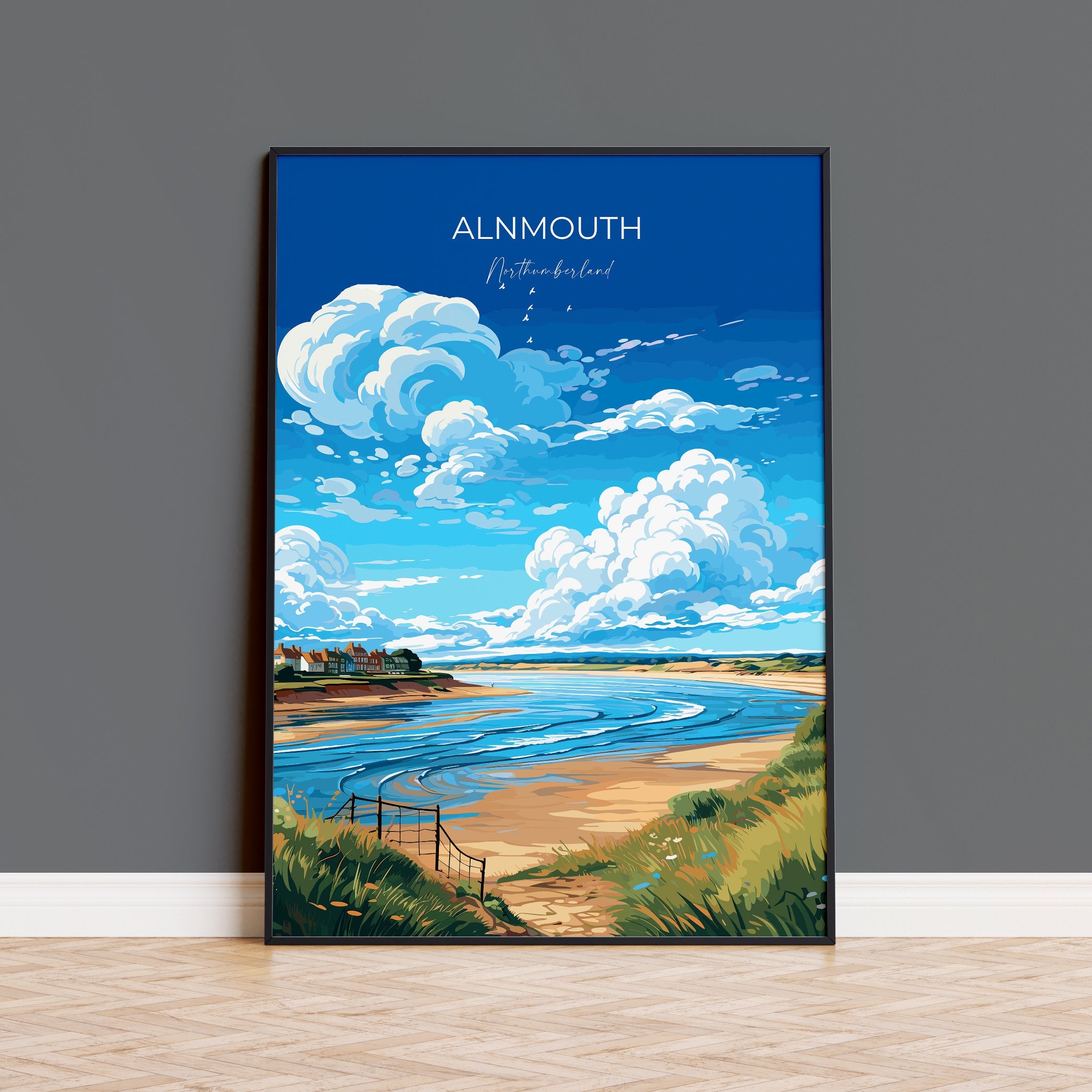 Alnmouth Travel Print Wall Art, Travel Poster of Alnmouth, Northumberland Art Gift, England, Alnmouth Art Lovers Gift NQ Media Designs