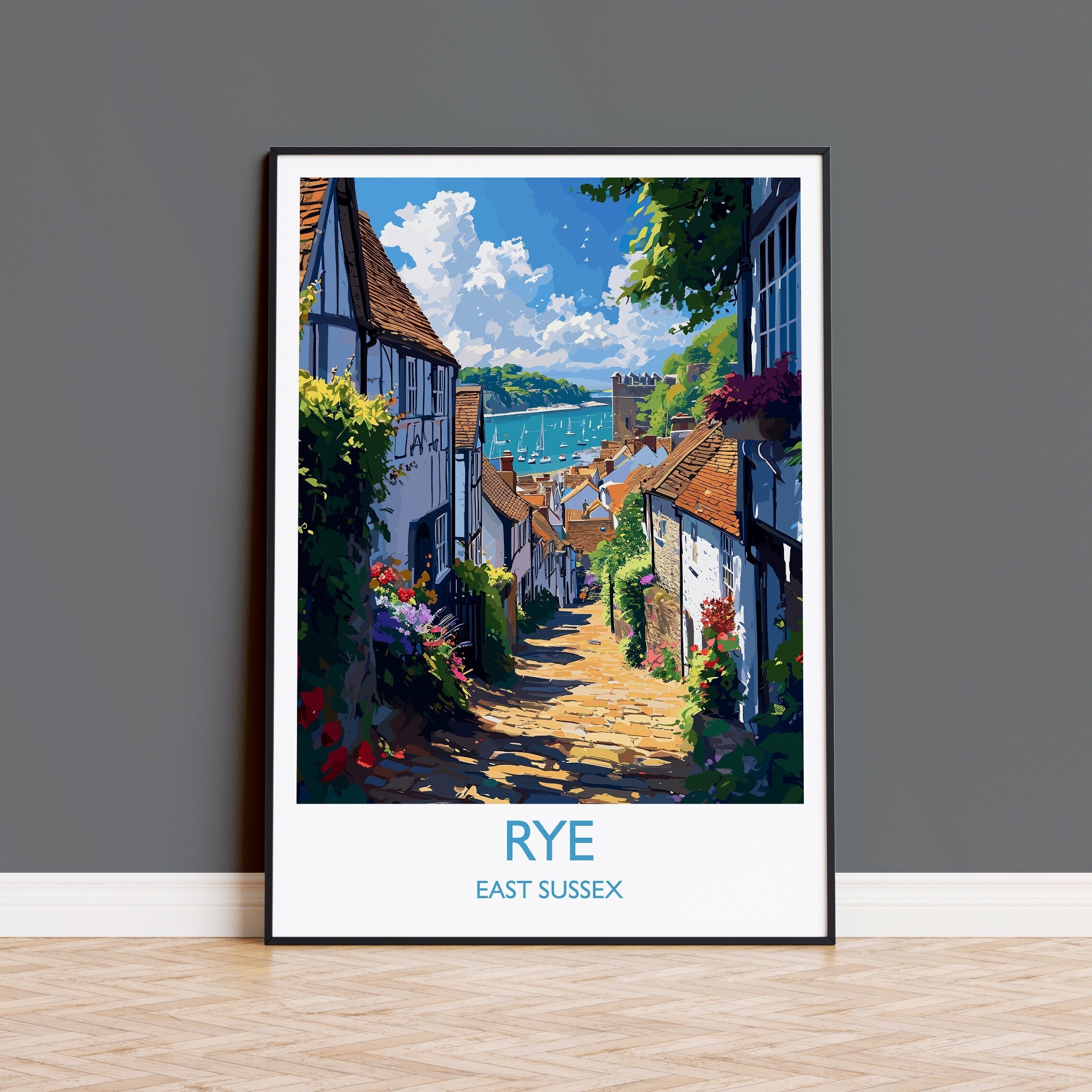 Rye Travel Poster Wall Art, Rye Travel Print, East Sussex, English Coastal Art, Rye Gift, Wall Art Print NQ Media Designs