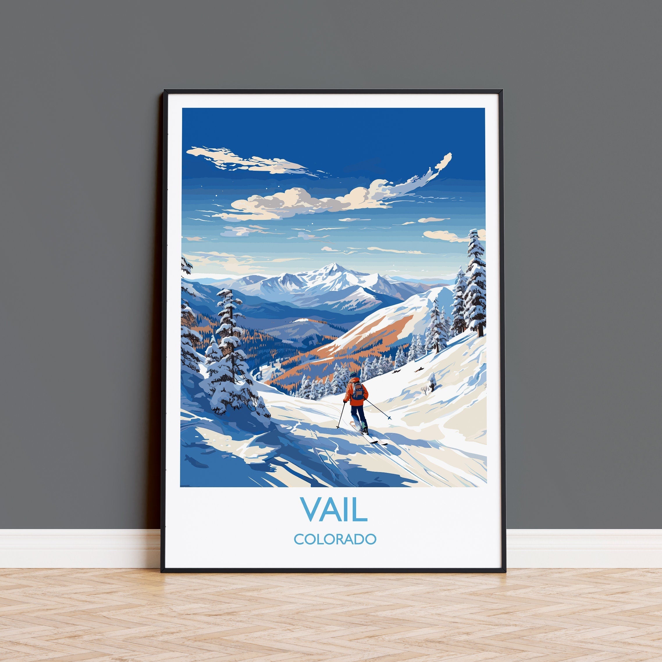 Vail Travel Poster Wall Art, Travel Print of Vail, Colorado, USA, Vail Art Lovers Gift NQ Media Designs