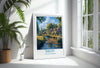 Bibury Travel Poster, Travel Print of Bibury, Gloucestershire Cotswolds Gift, England, Bibury Art Lovers Gift, Wall Art Print