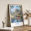 Bibury Travel Poster, Travel Print of Bibury, Gloucestershire Cotswolds Gift, England, Bibury Art Lovers Gift, Wall Art Print