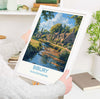 Bibury Travel Poster, Travel Print of Bibury, Gloucestershire Cotswolds Gift, England, Bibury Art Lovers Gift, Wall Art Print