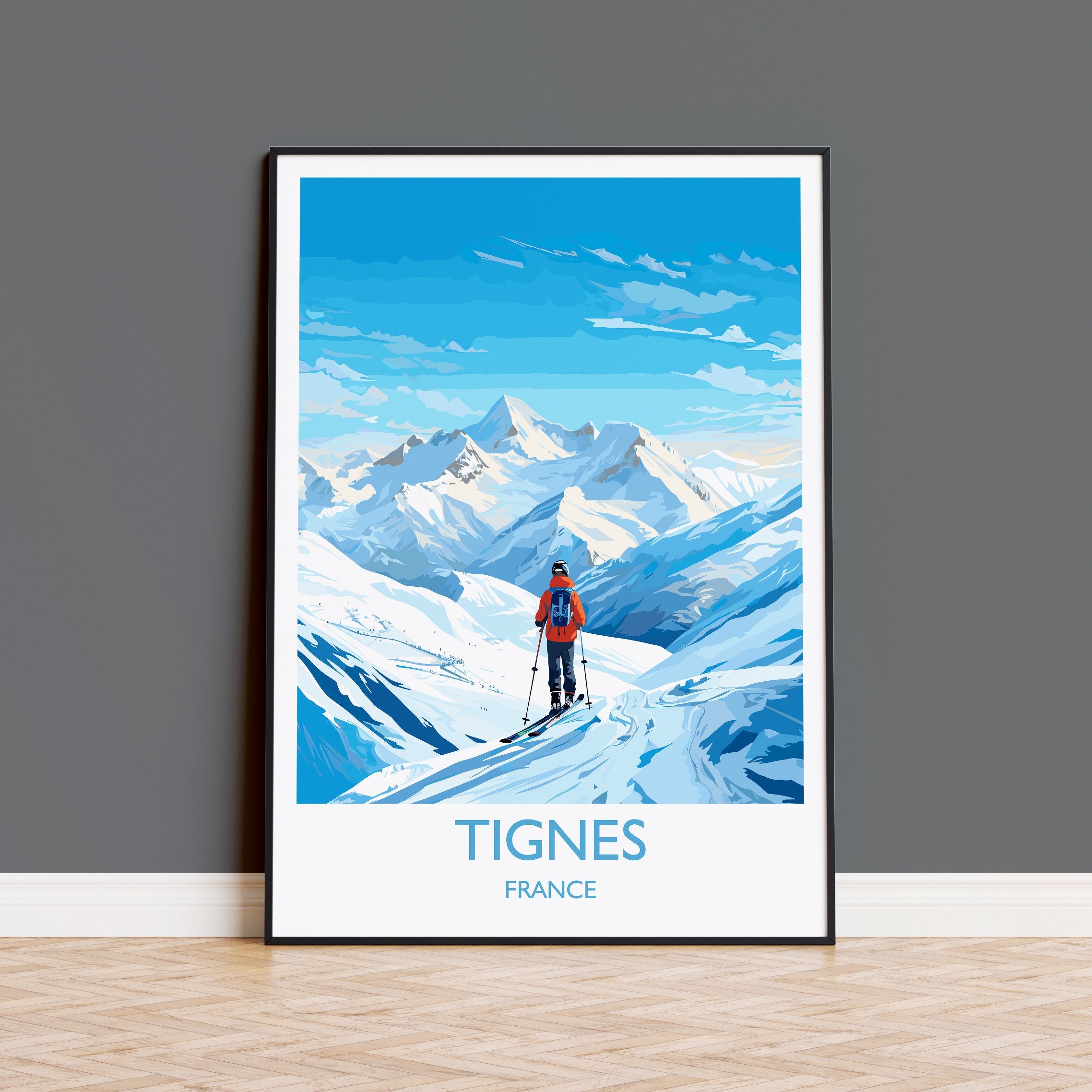 Tignes Wall Art Travel Poster, Travel Print of Tignes, Ski Poster, Tignes Art Gift, France Ski Art Travel Gift NQ Media Designs