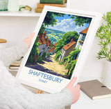 Shaftesbury Travel Poster Wall Art, Travel Print of Shaftesbury, England, Dorset Coast Art Lovers Gift, Shaftesbury Wall Decor NQ Media Designs
