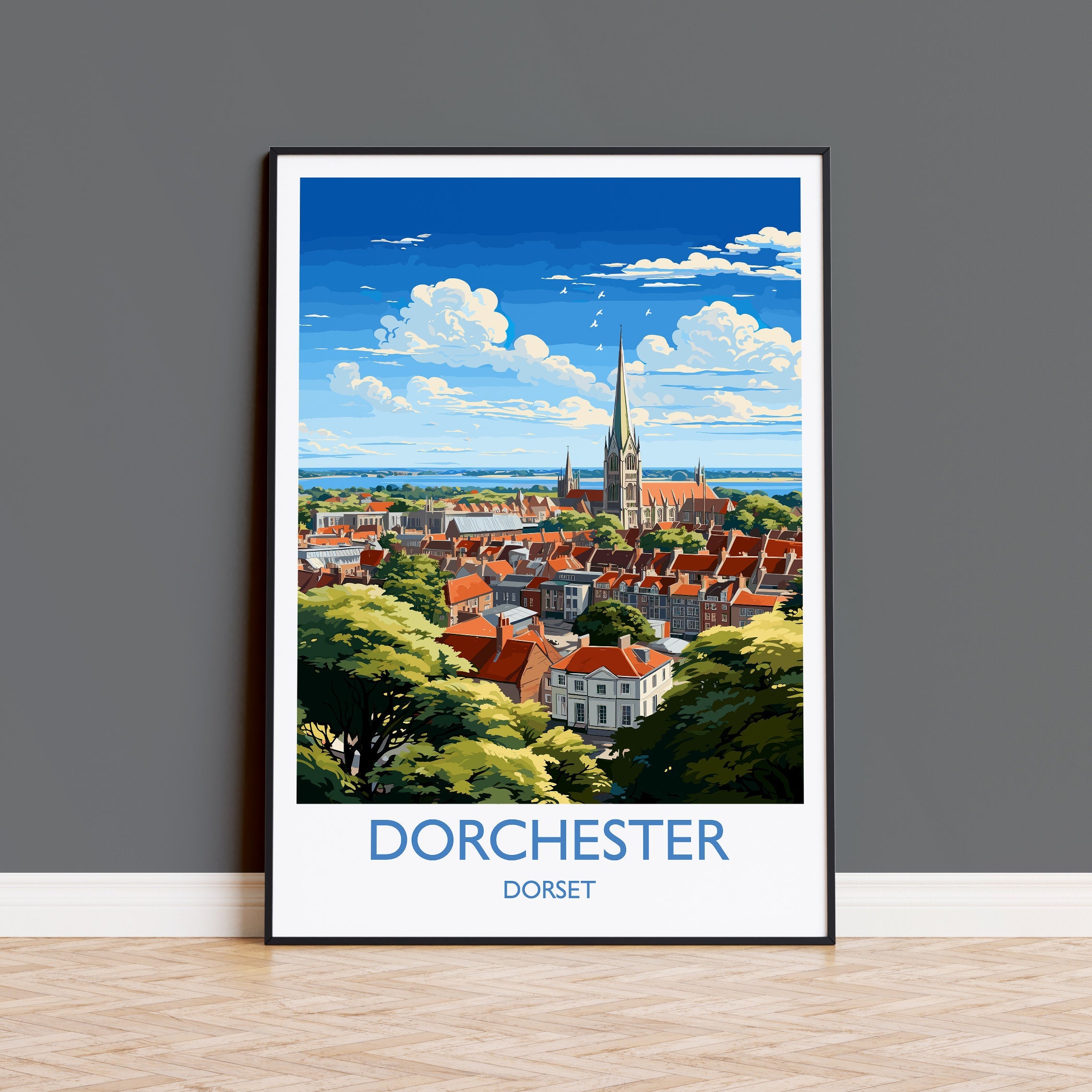Dorchester Travel Print Wall Art, Travel Poster of Dorchester, England, Dorset Coast Art Lovers Gift, Dorchester Wall Decor NQ Media Designs