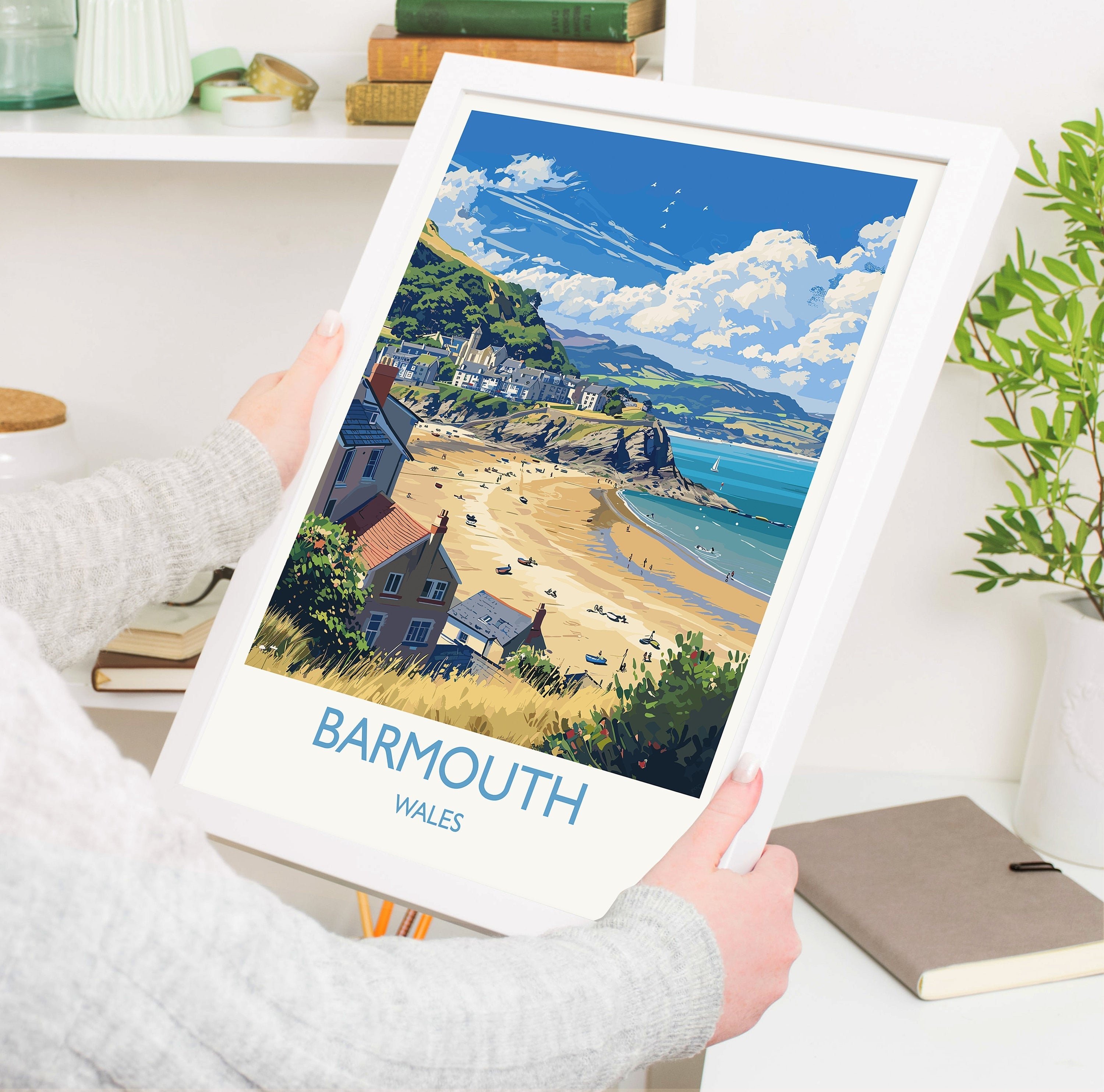 Barmouth Travel Print Wall Art, Barmouth Travel Poster, Wales, Welsh Art, Barmouth Gift, Wall Art Print NQ Media Designs