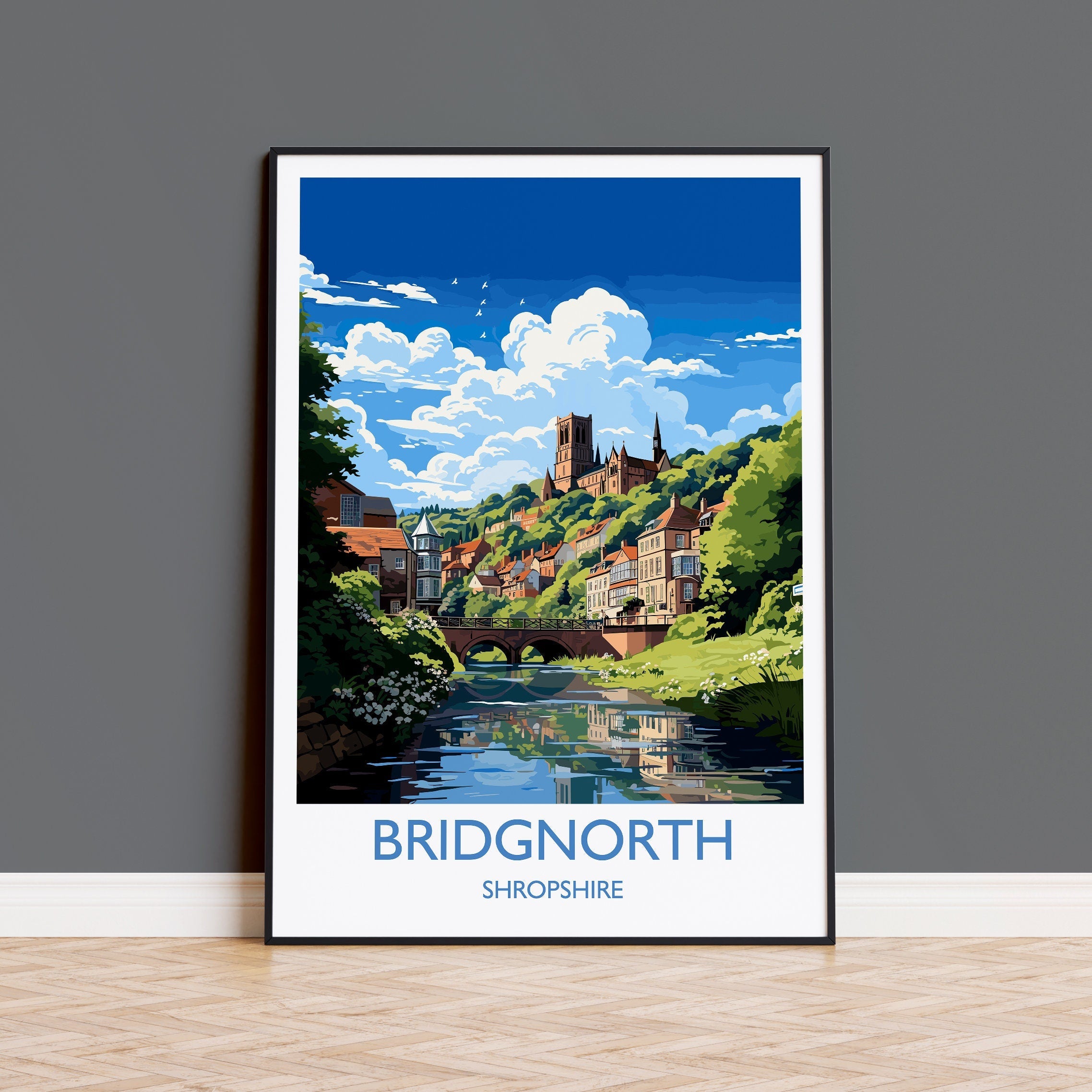 Bridgnorth Travel Print Wall Art, Travel Poster of Bridgnorth, England, Shropshire Art Lovers Gift, Bridgnorth Wall Decor NQ Media Designs
