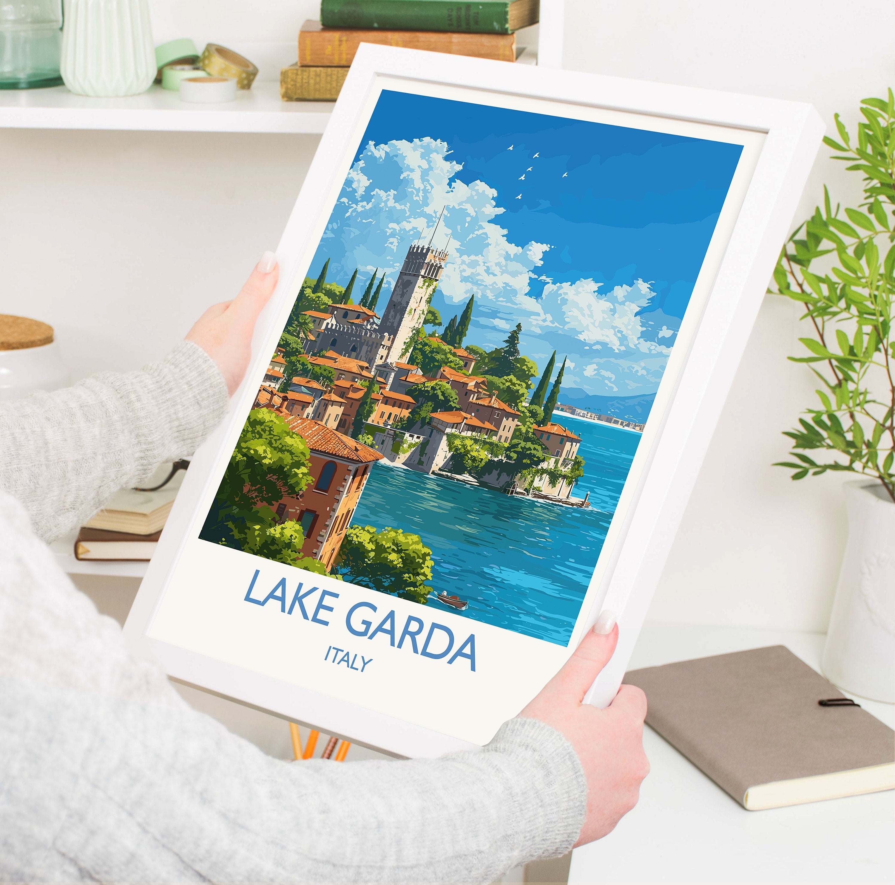 Lake Garda Travel Print Wall Art, Travel Poster of Lake Garda, Lake Garda Art Lovers Gift, Italy, Italian Lakes Art Gift NQ Media Designs