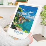 Sirmione Travel Print Wall Art, Travel Poster of Lake Garda, Sirmione Art Lovers Gift, Italy, Italian Lakes Art Gift NQ Media Designs