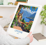 Limone Travel Poster Wall Art, Travel Print of Lake Garda, Limone Art Lovers Gift, Italy, Italian Lakes Art Gift NQ Media Designs