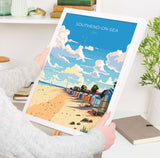 Southend on Sea Travel Print Wall Art, Southend on Sea Travel Poster, Essex, English Coastal Art, Southend Gift, Wall Art Print NQ Media Designs