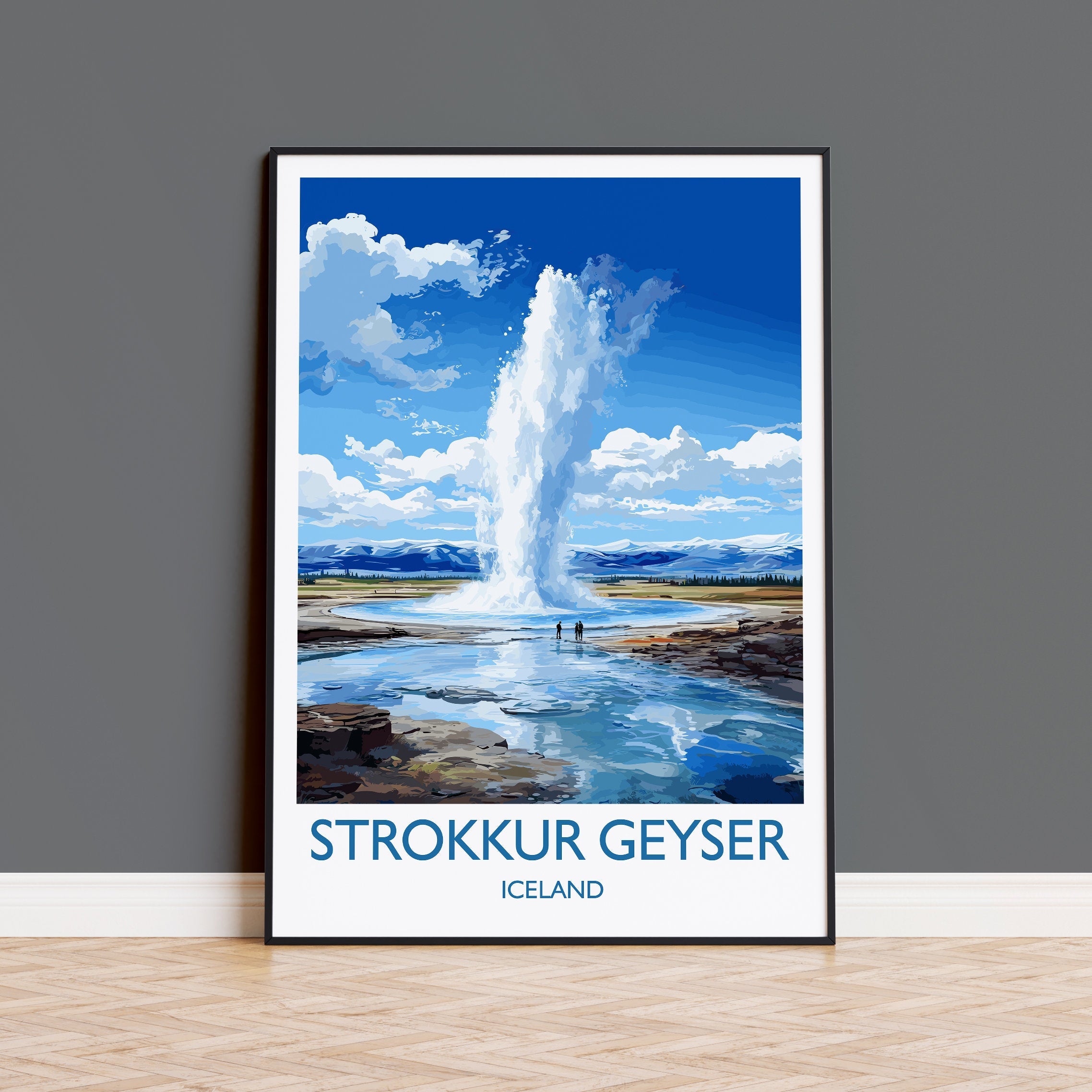 Strokkur Geyser Poster Wall Art, Strokkur Geyser Travel Print, Iceland Wall Art, Strokkur Geyser Art Lovers Gift, Iceland Gift NQ Media Designs