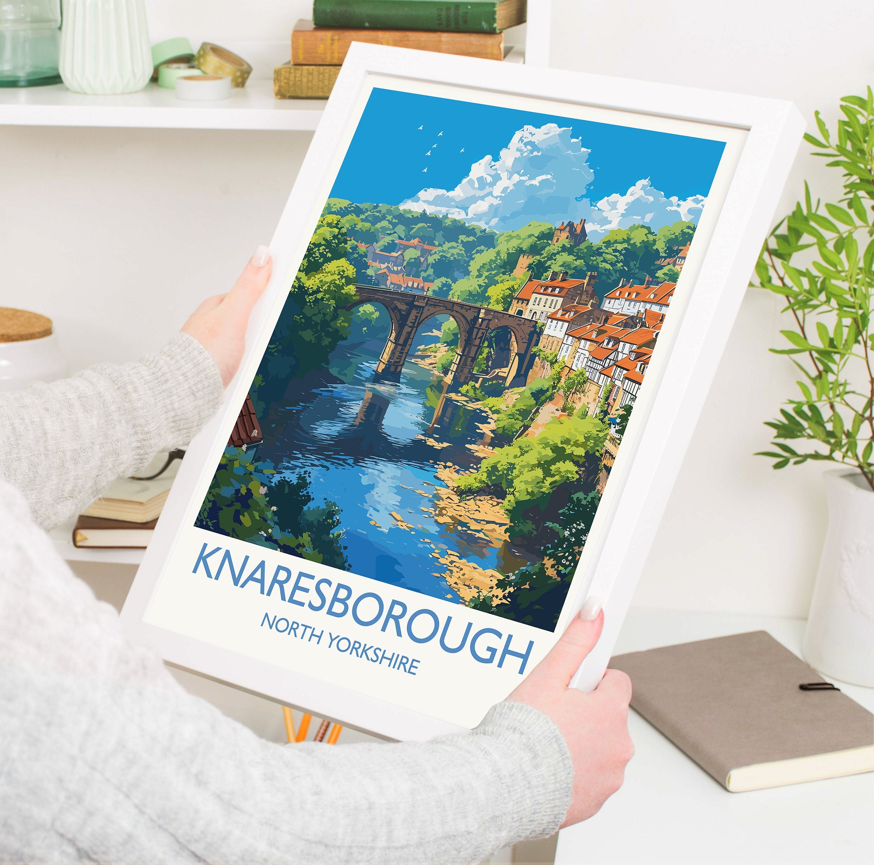 Knaresborough Travel Poster, Travel Print of Knaresborough, North Yorkshire Gift, England, Knaresborough Art Lovers Gift, Wall Art Print NQ Media Designs