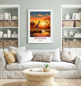 Botswana Travel Print, Travel Poster of Botswana, Botswana Gift, Botswana Sunset Africa, Africa Art Lovers Gift, Wall Art Print NQ Media Designs
