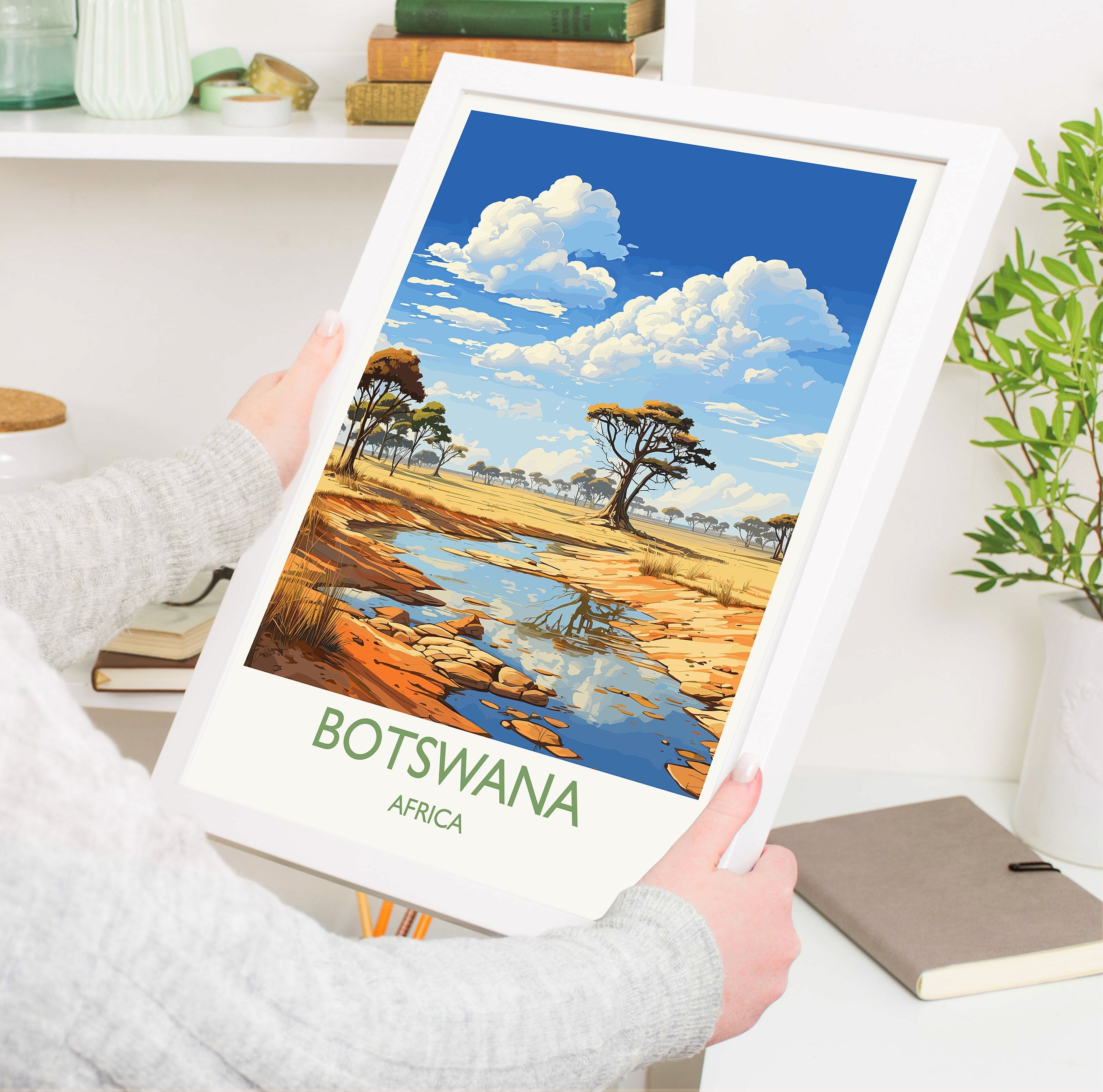 Botswana Travel Poster Wall Art, Travel Print of Botswana, Botswana Gift, Botswana Africa, Africa Art Lovers Gift, Travel Art Print NQ Media Designs