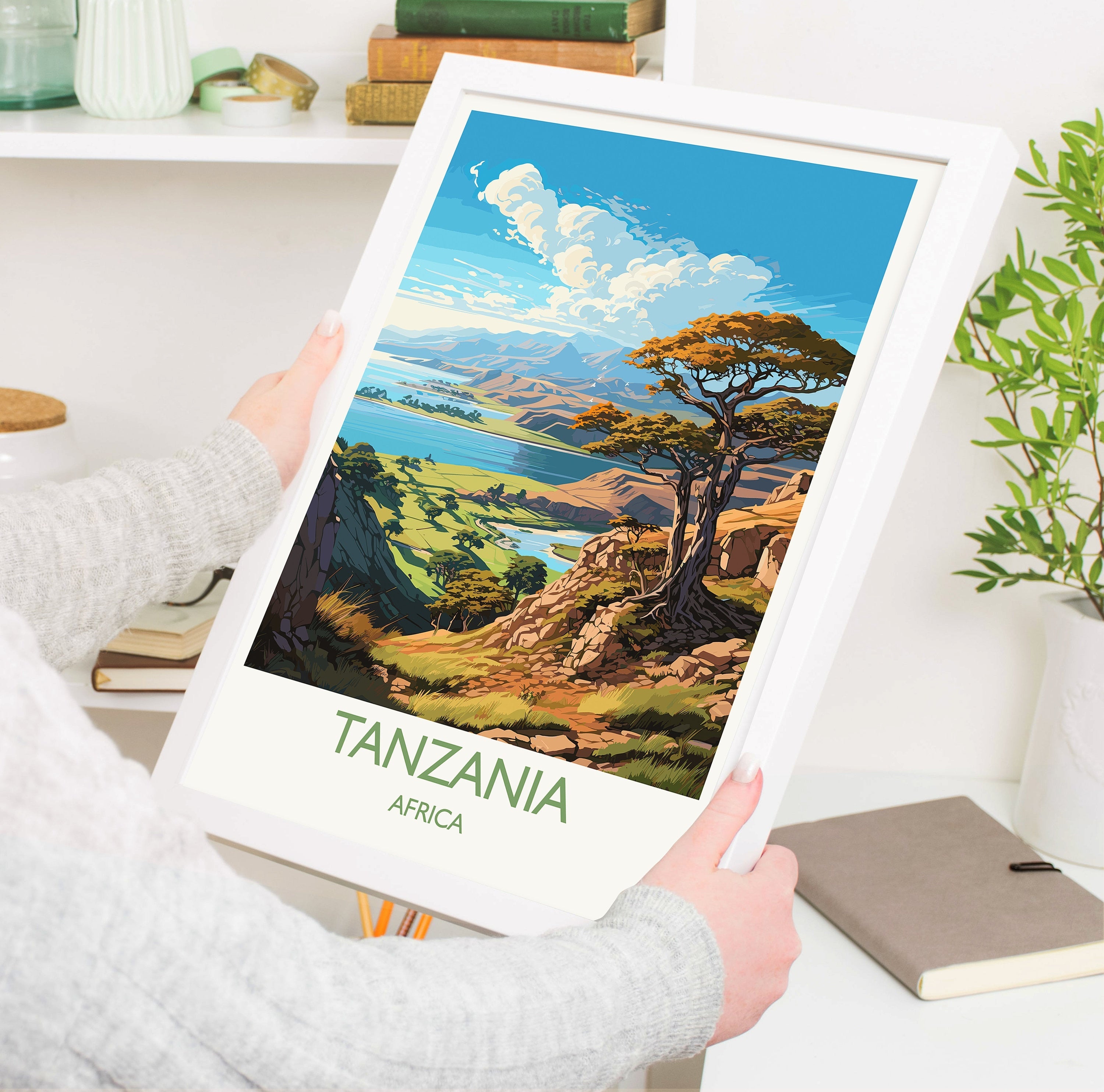 Tanzania Travel Poster Wall Art, Travel Print of Tanzania, TanzaniaGift, Tanzania Sunset Africa, Africa Art Lovers Gift, Travel Art Print NQ Media Designs