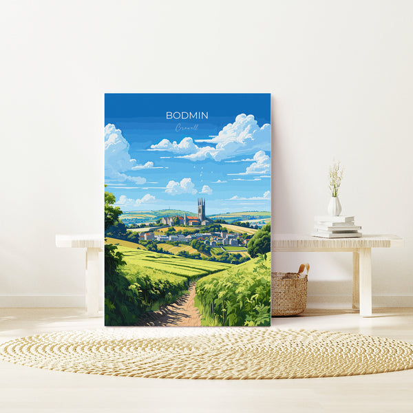 Bodmin Travel Poster, Travel Print of Bodmin, England, Cornwall Art Lovers Gift, Bodmin Gift, Wall Art Print