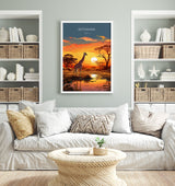 Botswana Travel Print, Travel Poster of Botswana, Botswana Gift, Botswana Sunset Africa, Africa Art Lovers Gift, Wall Art Print NQ Media Designs