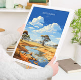 Botswana Travel Poster, Travel Print of Botswana, Botswana Gift, Botswana Sunset Africa, Africa Art Lovers Gift, Wall Art Print NQ Media Designs