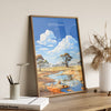 Botswana Travel Poster, Travel Print of Botswana, Botswana Gift, Botswana Sunset Africa, Africa Art Lovers Gift, Wall Art Print