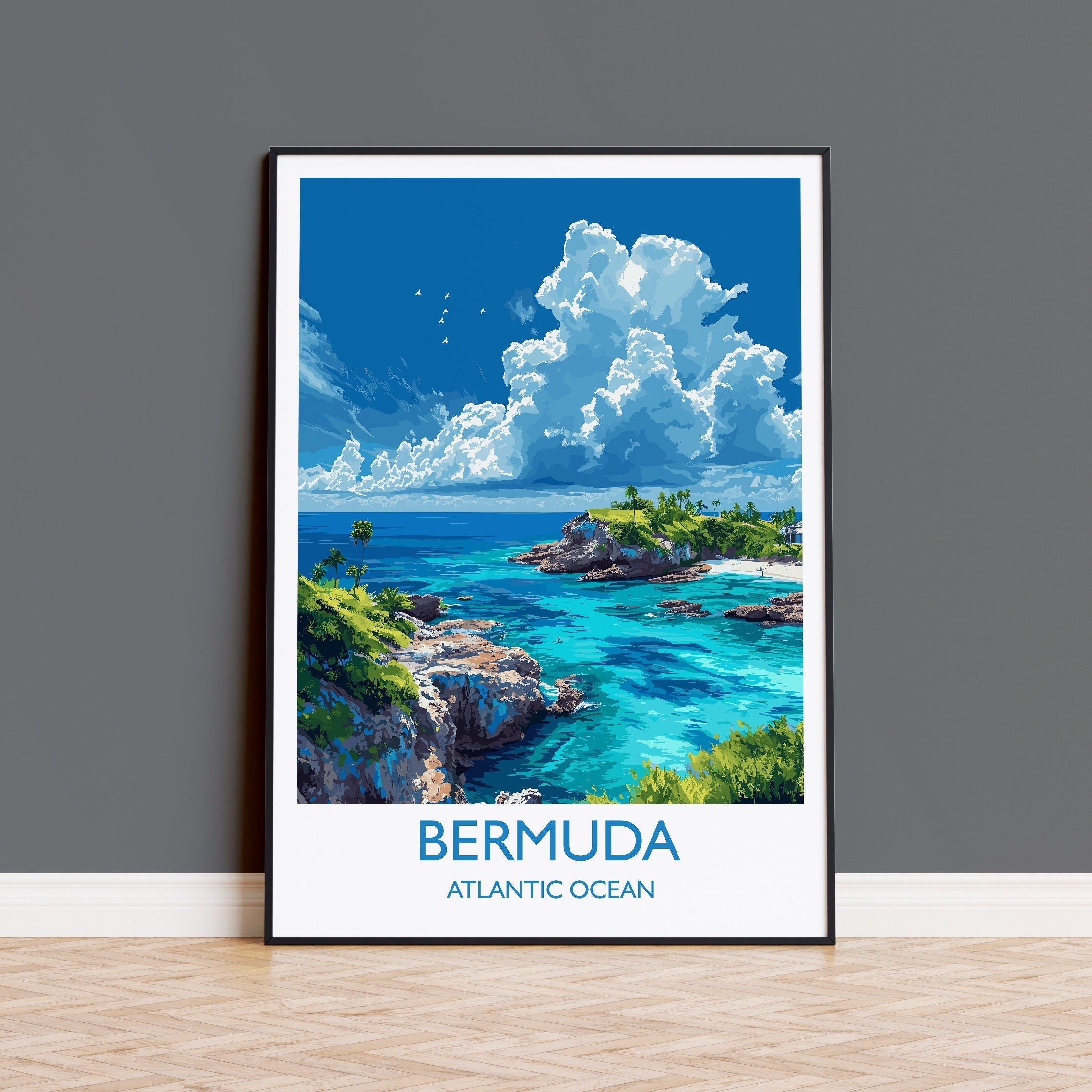 Bermuda Print Wall Art, Travel Poster of Bermuda, Atlantic Ocean, Bermuda Gift, Bermuda Wall Art Lovers, Travel Gift NQ Media Designs
