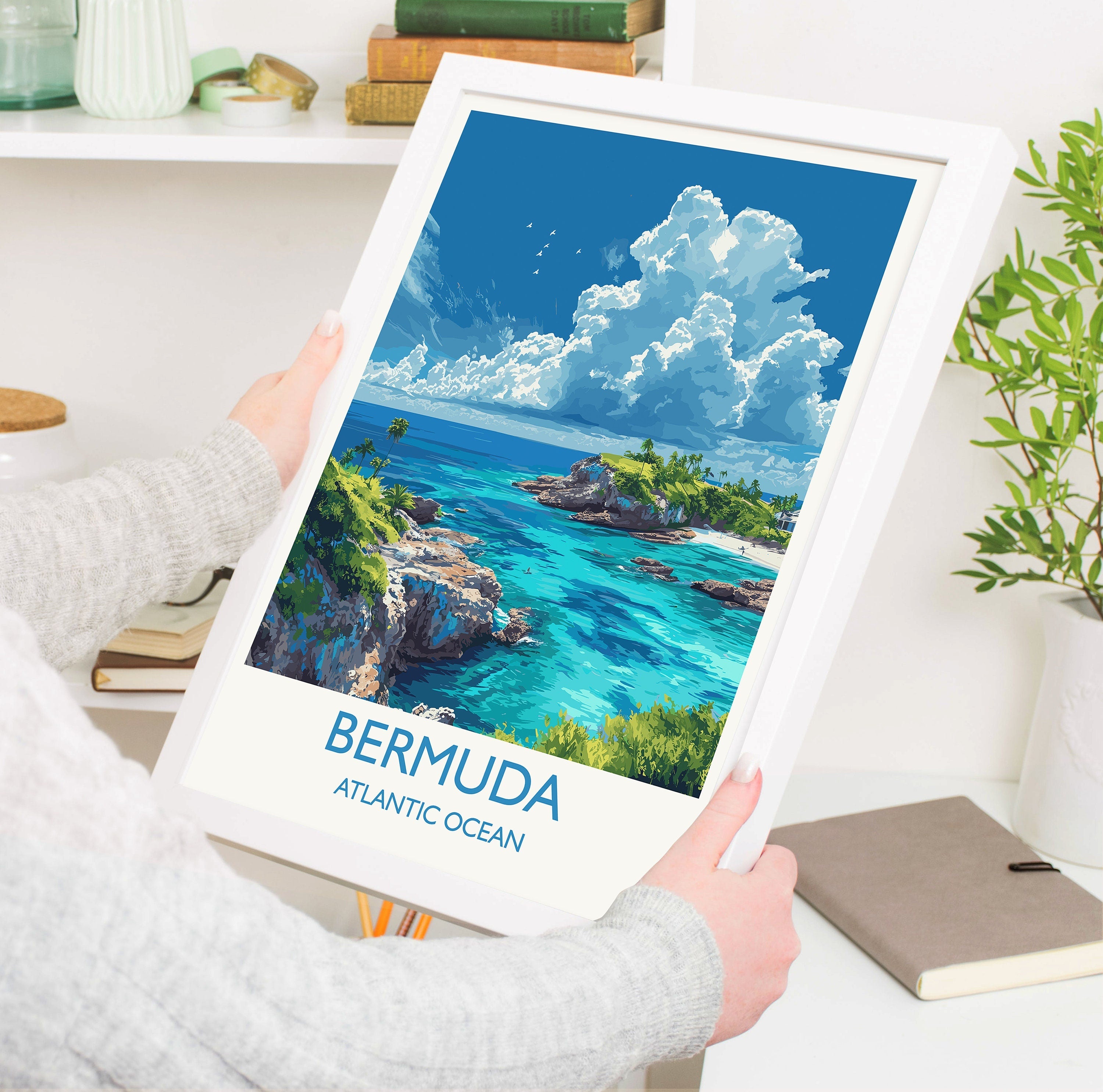 Bermuda Print Wall Art, Travel Poster of Bermuda, Atlantic Ocean, Bermuda Gift, Bermuda Wall Art Lovers, Travel Gift NQ Media Designs