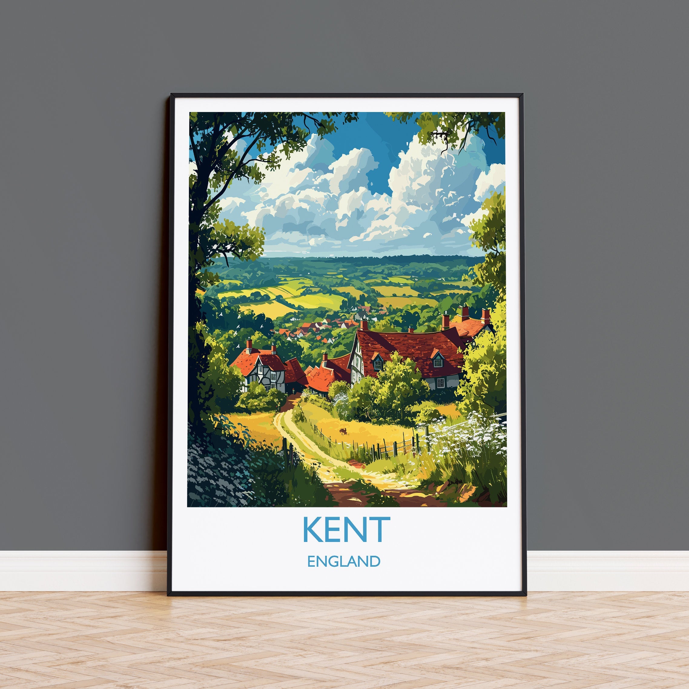 Kent Print Wall Art, Travel Poster of Kent , England, Kent Art Lovers Gift, England Wall Art Print NQ Media Designs