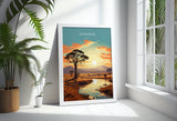 Zimbabwe Travel Poster Wall Art, Travel Poster of Zimbabwe Sunset, Zimbabwe Gift, Zimbabwe Travel Art, Africa Art Lovers Gift NQ Media Designs