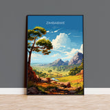 Zimbabwe Travel Poster Wall Art, Travel Print of Zimbabwe, Zimbabwe Gift, Zimbabwe Travel Art, Africa Art Lovers Gift NQ Media Designs