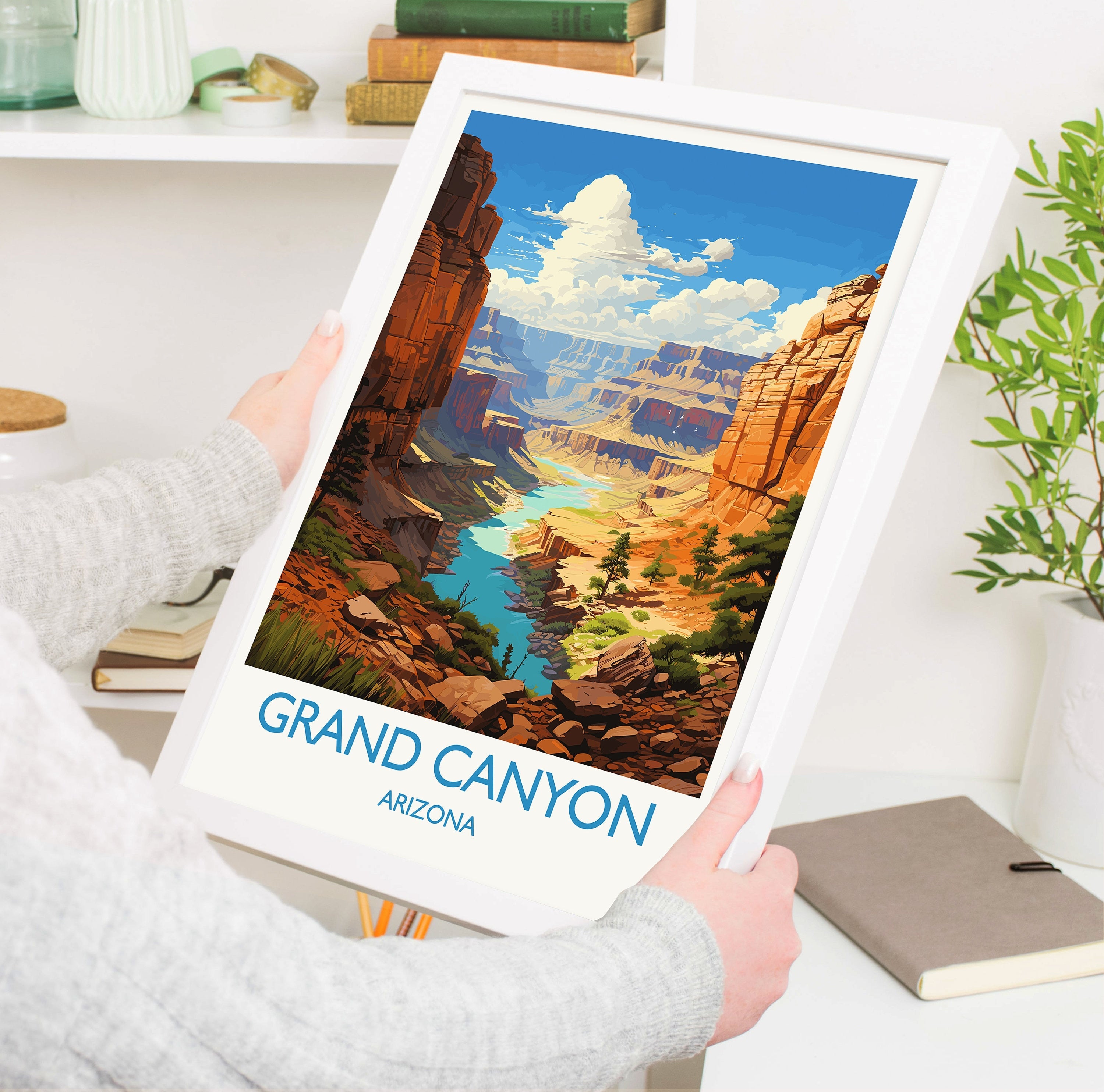 Grand Canyon Travel Poster Wall Art, Travel Print of Grand Canyon, Grand Canyon Art Lovers Gift, Arizona, USA Travel Wall Art NQ Media Designs