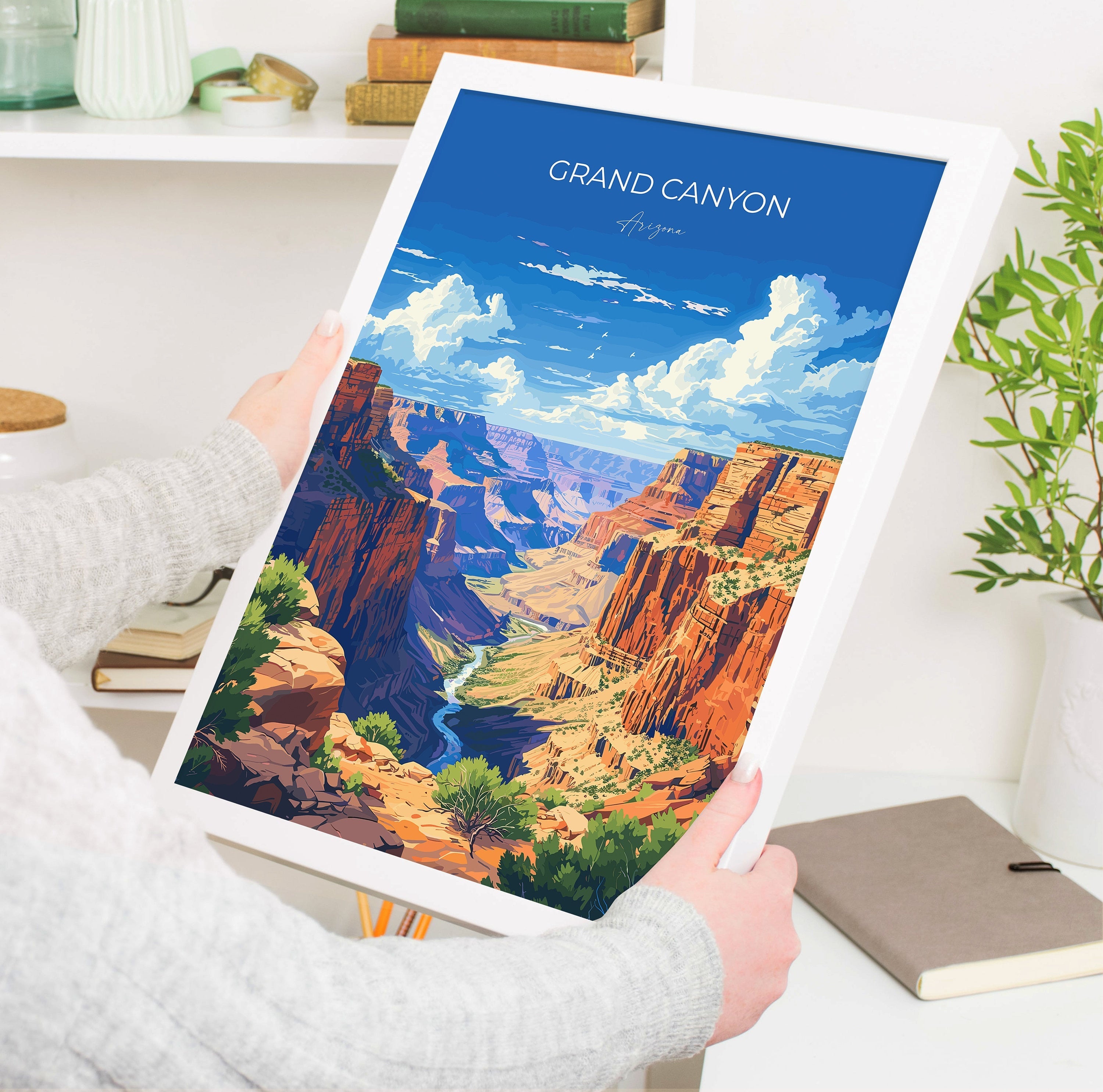 Grand Canyon Travel Print Wall Art, Travel Poster of Grand Canyon, Grand Canyon Art Lovers Gift, Arizona, USA Travel Art NQ Media Designs