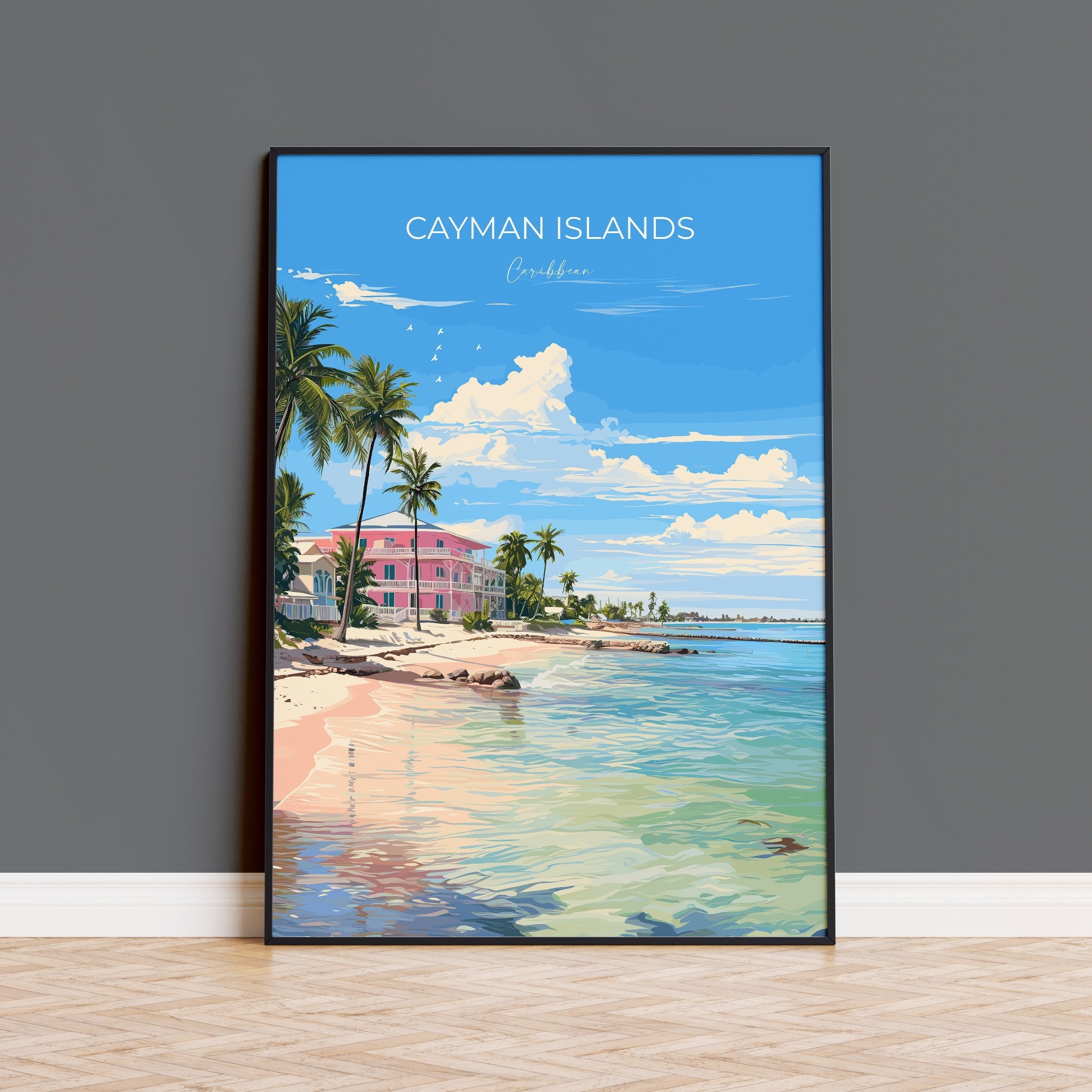 Cayman Islands Travel Print, Travel Poster of Cayman Islands, Caribbean, Cayman Islands Art Lovers Gift, Wall Art Print NQ Media Designs