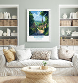 Burford Travel Poster, Travel Print of Burford, Oxfordshire Gift, England, Burford Art Lovers Gift, Wall Art Print NQ Media Designs