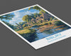 Bibury Travel Poster, Travel Print of Bibury, Gloucestershire Cotswolds Gift, England, Bibury Art Lovers Gift, Wall Art Print