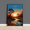 Zambia Travel Poster Wall Art, Travel Print of Zambia Sunset, Zambia Gift, Zambia Travel Art, Africa Art Lovers Gift, NQ Media Designs