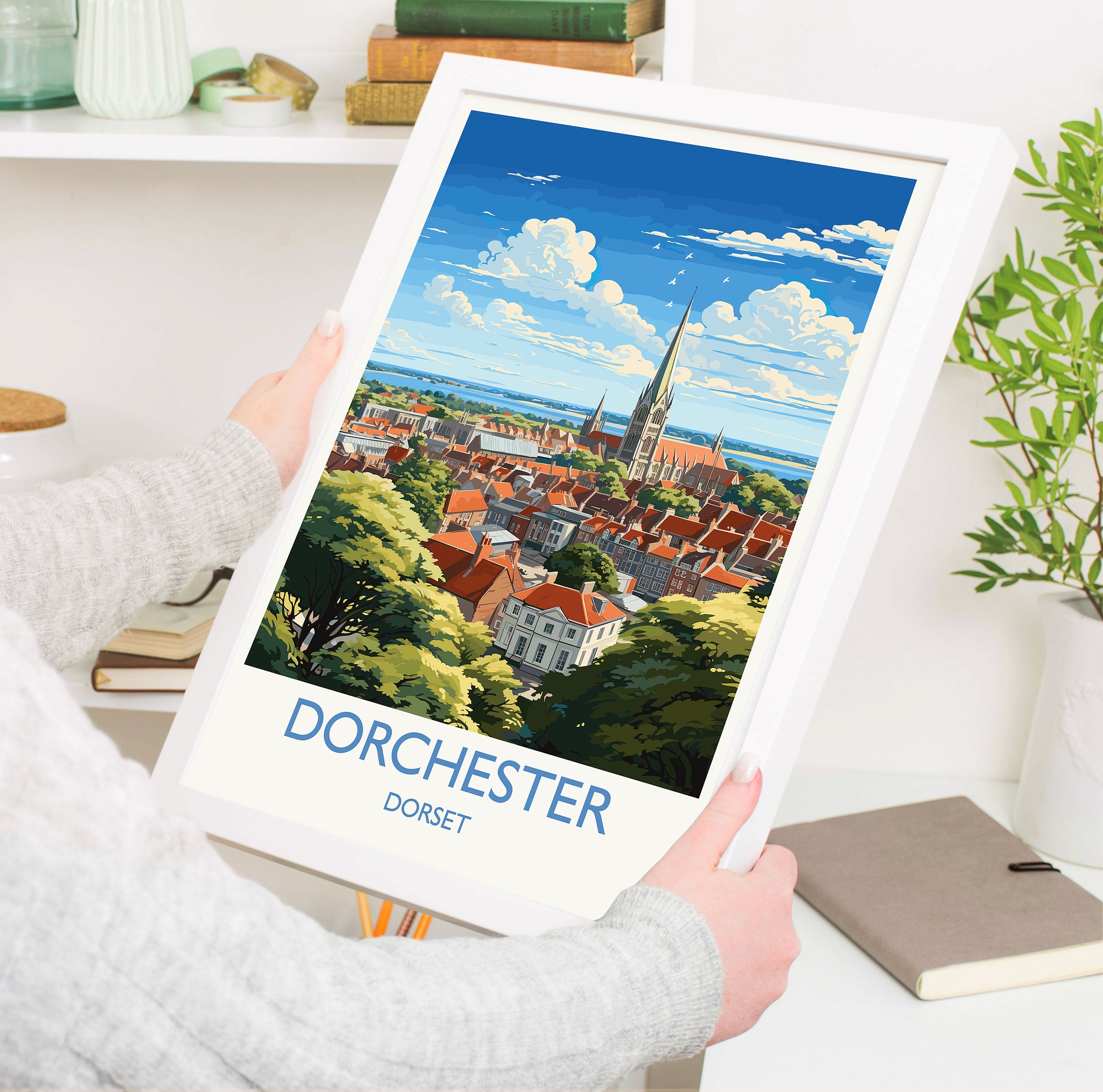 Dorchester Travel Print Wall Art, Travel Poster of Dorchester, England, Dorset Coast Art Lovers Gift, Dorchester Wall Decor NQ Media Designs