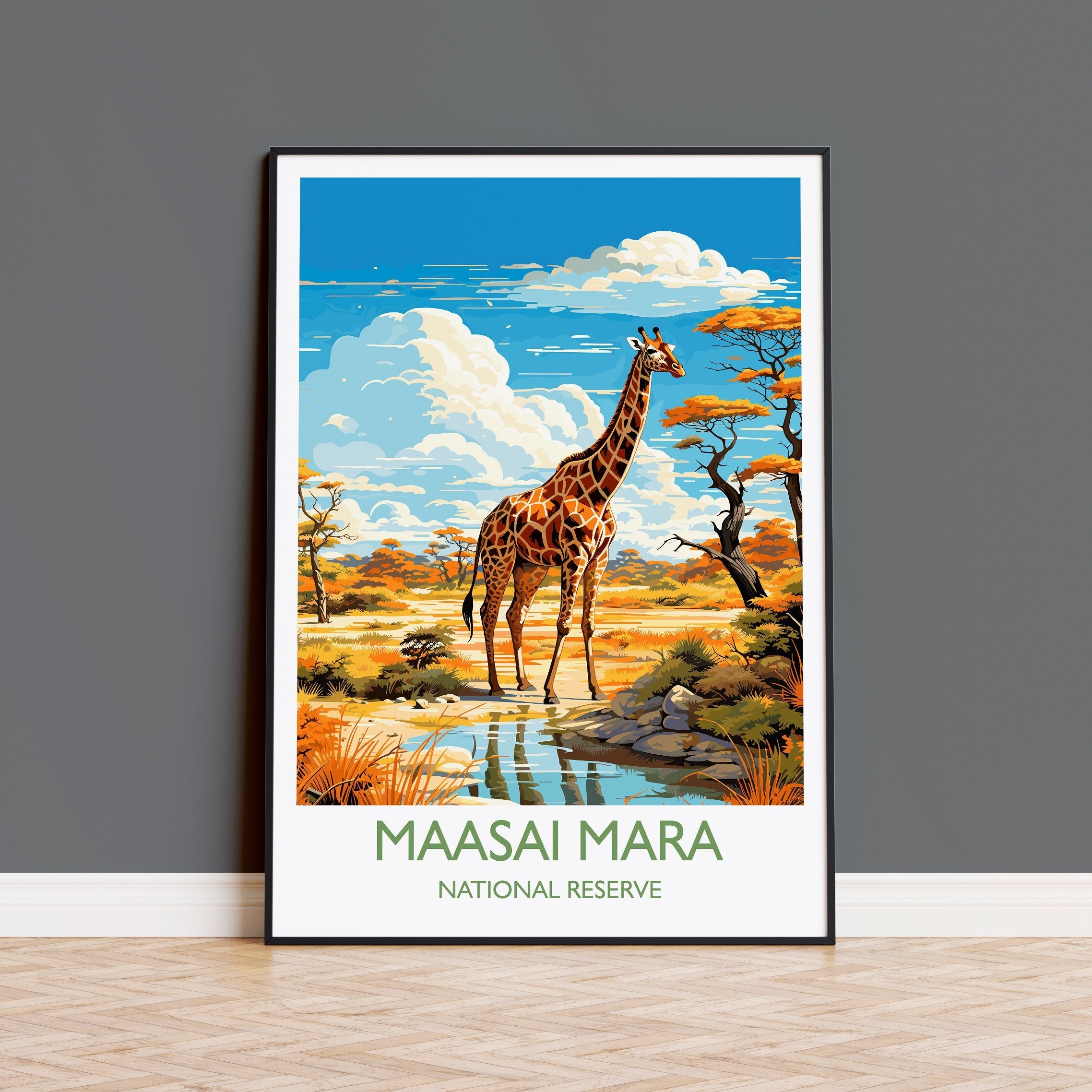 Maasai Mara Travel Poster Wall Art, Travel Print of Maasai Mara, Kenya Gift, Maasai MaraNational Reserve Africa Art Gift NQ Media Designs