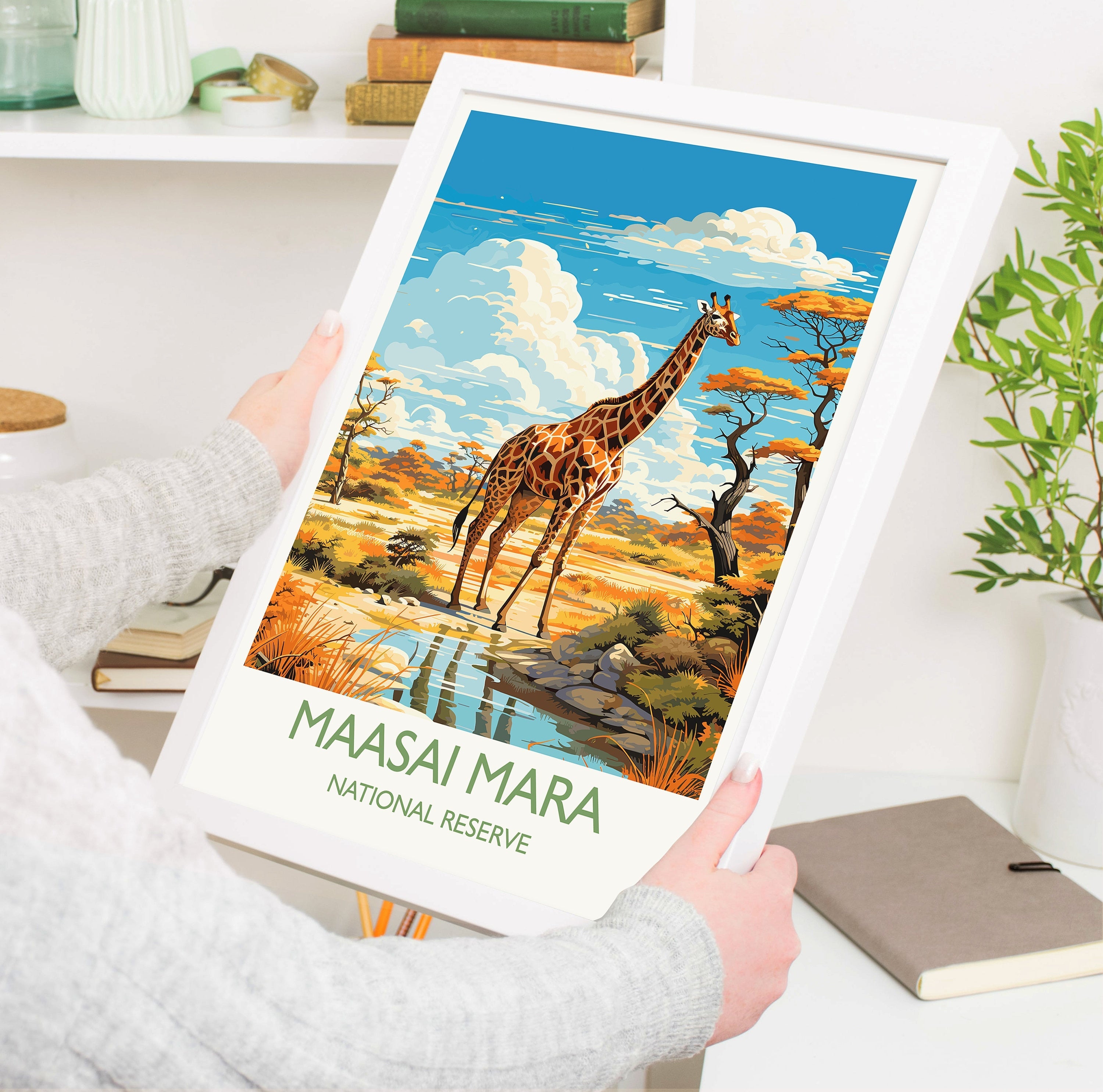 Maasai Mara Travel Poster Wall Art, Travel Print of Maasai Mara, Kenya Gift, Maasai MaraNational Reserve Africa Art Gift NQ Media Designs