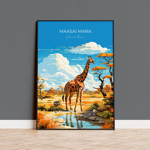 Maasai Mara Travel Poster Wall Art, Travel Print of Maasai Mara, Kenya Gift, Maasai Mara  National Reserve Africa Art Gift