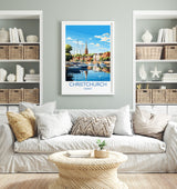 Christchurch Travel Poster Wall Art, Travel Print of Christchurch, England, Dorset Coast Art Lovers Gift, Dorset Wall Decor NQ Media Designs