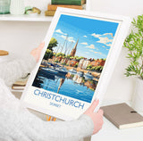 Christchurch Travel Poster Wall Art, Travel Print of Christchurch, England, Dorset Coast Art Lovers Gift, Dorset Wall Decor NQ Media Designs