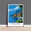 Lake Garda Travel Poster Wall Art, Travel Print of Lake Garda, Lake Garda Art Lovers Gift, Italy, Italian Lakes Art Gift