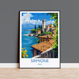 Sirmione Travel Poster Wall Art, Travel Print of Lake Garda, Sirmione Art Lovers Gift, Italy, Italian Lakes Art Gift NQ Media Designs