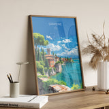 Sirmione Travel Print Wall Art, Travel Poster of Lake Garda, Sirmione Art Lovers Gift, Italy, Italian Lakes Art Gift NQ Media Designs